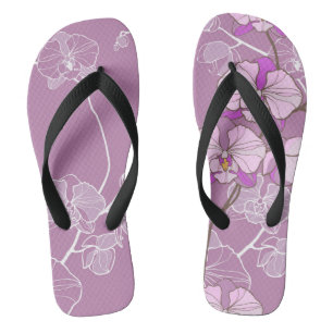 Lila Orchideen-Muster Flip Flops