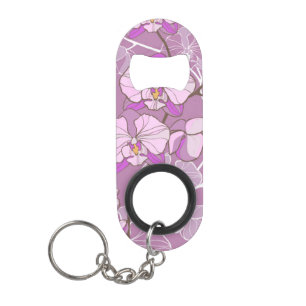 Lila Orchideen-Muster Mini Flaschenöffner