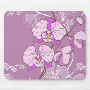 Lila Orchideen-Muster Mousepad