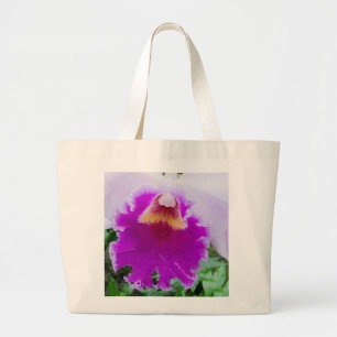 lila Orchideenblüten und Hostatblüten Jumbo Stoffbeutel