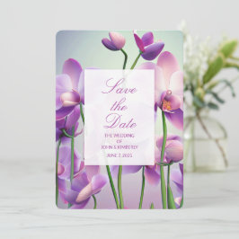 Lila Orchids Blumenhochzeit Speichern Sie die Datu Save The Date