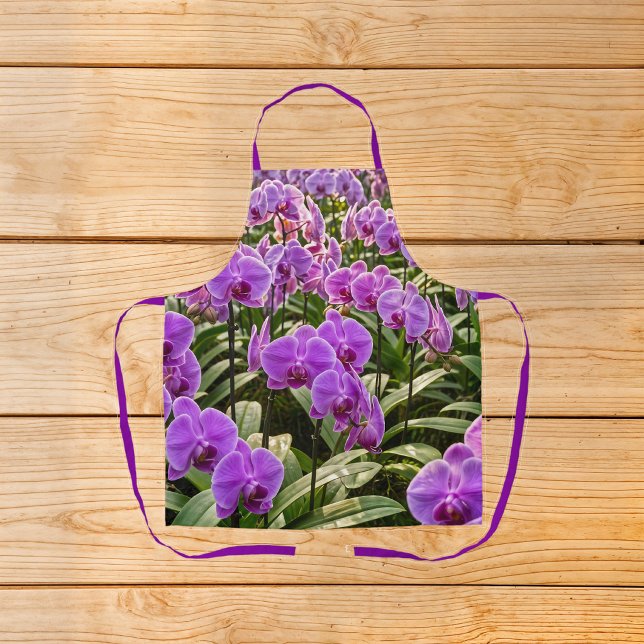 Lila-Orchis-Schürze Schürze (Apron with purple orchids)