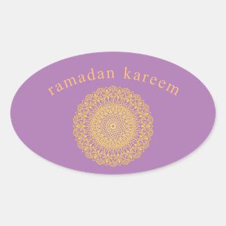 lila orientalische Ornament-Rmadan-Kareem-Aufklebe Ovaler Aufkleber