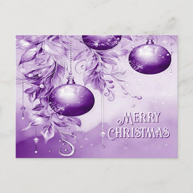 Lila Ornamente Weihnachten Weihnachten Postkarte (Vorderseite)