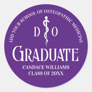 Lila Osteopathische Medical School Graduation Part Runder Aufkleber