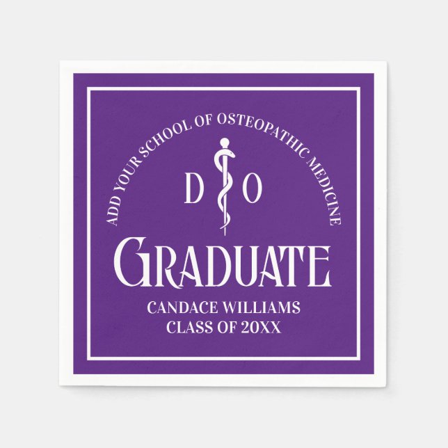 Lila Osteopathische Medical School Graduation Part Serviette (Vorderseite)
