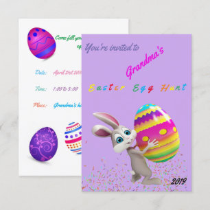 Lila Ostereierjagd mit Sprinklen Einladung