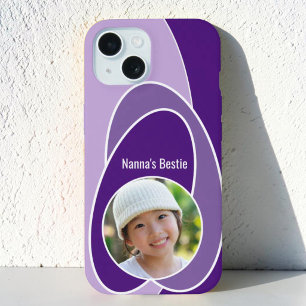 Lila Ovale ersetzbare Foto-Designs iPhone 15 Hülle