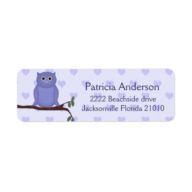 Lila Owl Address Labels (Vorne)