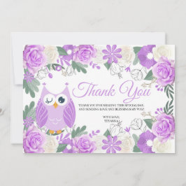 Lila Owl Floral Dankeschön Karte