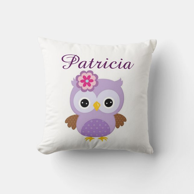 Lila Owl Kissen (Vorderseite)