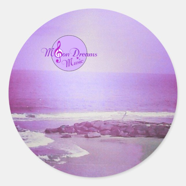 Lila Ozean und Sky Classic Round Stickers (Vorderseite)