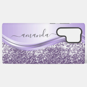 Lila Pailletten Glitter Handgeschriebene Kalligraf Samsung Galaxy Hülle
