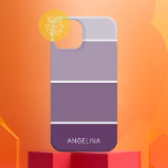 Lila Paint Chips Streifen - Individuelle Name iPhone 16 Hülle<br><div class="desc">Ein trendiges,  modernes und minimales Design für Ihr Lieblingsgadget. Ein großartiges Geschenk für jede Künstlerin,  die Lieben zu kreieren und zu gestalten.</div>