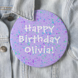 Lila Paint Spritzer Geburtstag Button