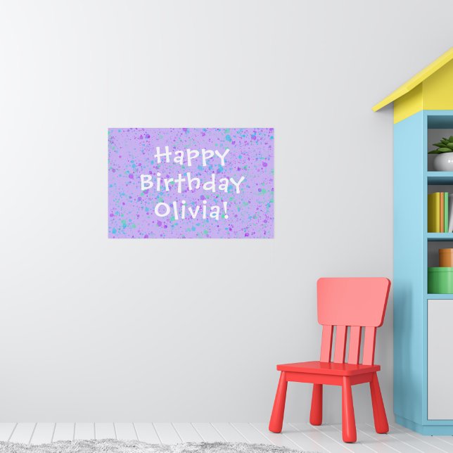 Lila Paint Spritzer Geburtstag Poster (Kinderzimmer 1)