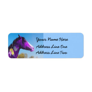 Lila Paint War Pony Rücksendeadressen-Aufkleber