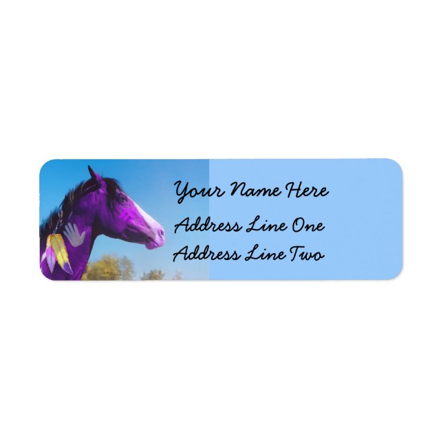Lila Paint War Pony Rücksendeadressen-Aufkleber (Vorne)
