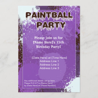 Lila Paintball-Party laden ein Einladung