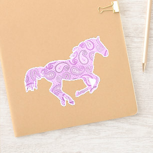 Lila Paisley Galloping Horse Aufkleber