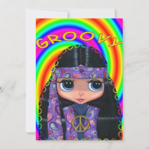 Lila Paisley Hippie Girl Einladung
