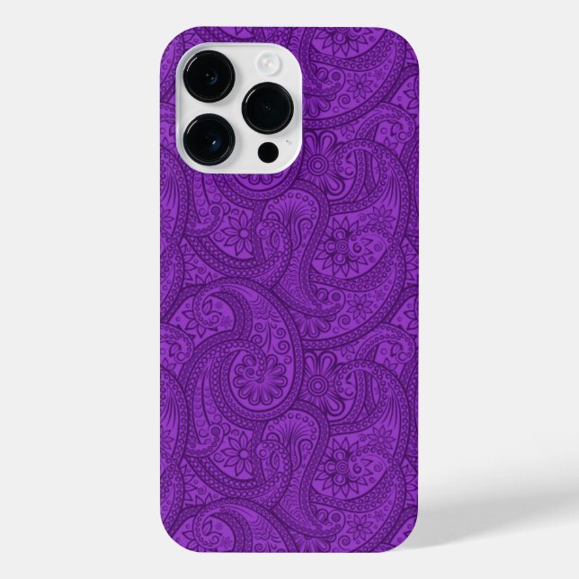 Lila Paisley iPhone 14 Pro Max Hülle (Rückseite)
