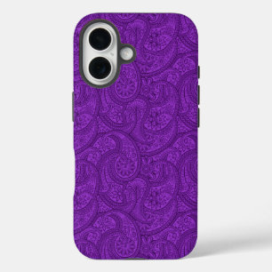Lila Paisley iPhone 16 Hülle