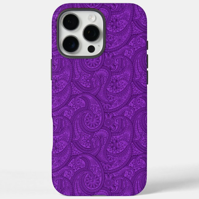 Lila Paisley iPhone 16 Pro Max Hülle (Rückseite)