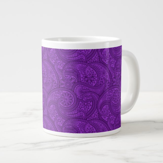 Lila Paisley Jumbo-Tasse (Vorderseite Rechts)