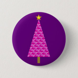 Lila Paisley, moderner Weihnachtsbaum Button