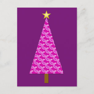 Lila Paisley, moderner Weihnachtsbaum Feiertagspostkarte