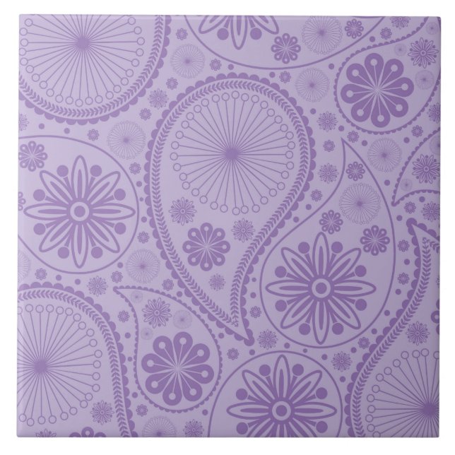 Lila Paisley-Muster Fliese (Vorderseite)