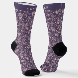 Lila Paisley-Muster in  Paisley-Farbton Socken