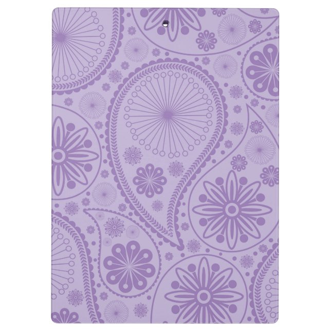 Lila Paisley-Muster Klemmbrett (Rückseite)