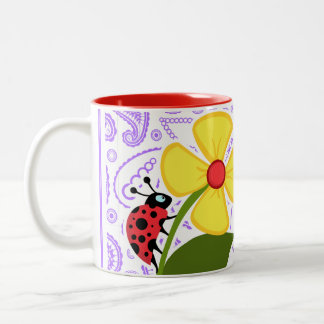 Lila Paisley-Muster; Marienkäfer Zweifarbige Tasse