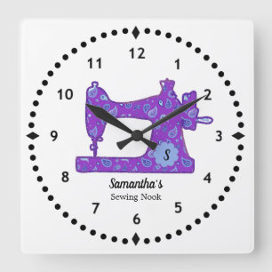 Lila Paisley Nähmaschine Große Uhr