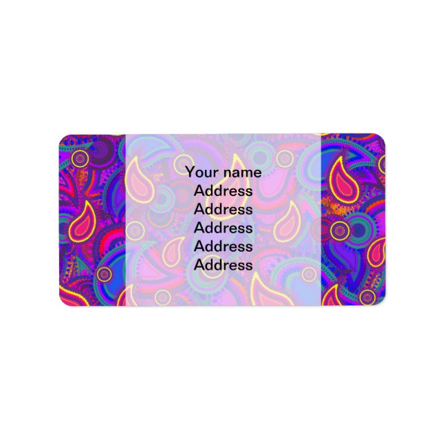 Lila Paisley Pattern Adressaufkleber (Vorne)
