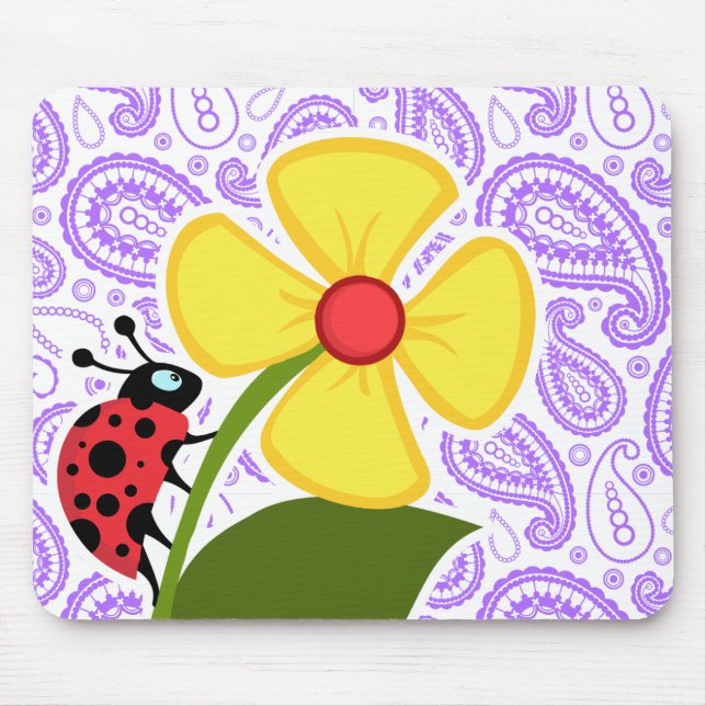 Lila Paisley Pattern; Ladybug Mousepad (Vorne)