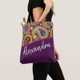 Lila Paisley Pattern Personalisiert Tasche