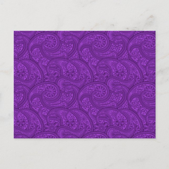 Lila Paisley Postkarte (Vorderseite)