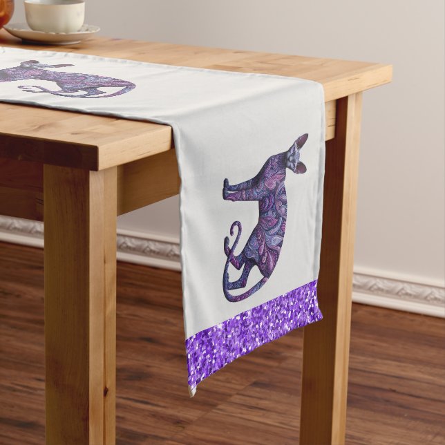 Lila Paisley Sphynx Paisley Großer Tischläufer (Beispiel)
