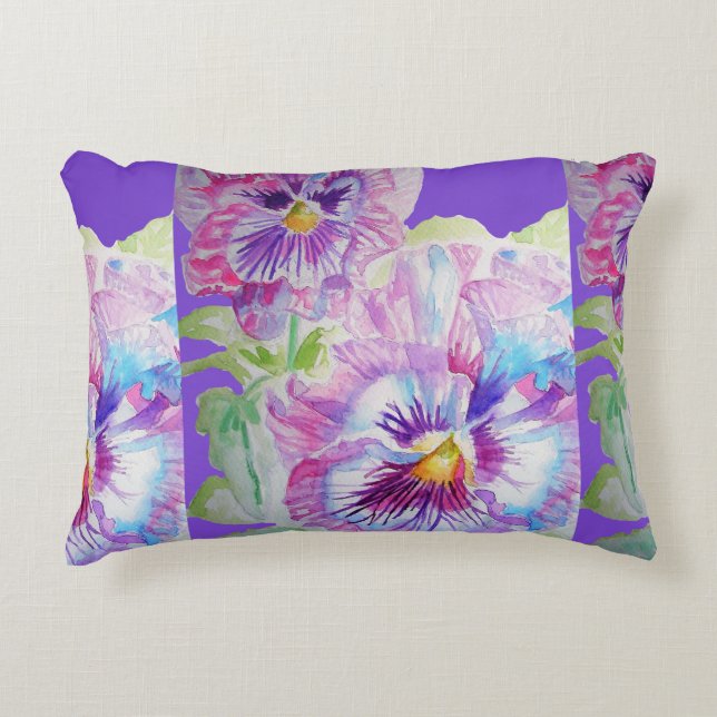 Lila Panst Blume Blumendekor Kissen Aqua (Vorderseite)