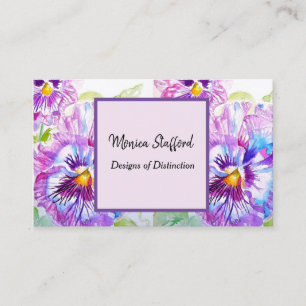 Lila Pansy Blume Aquarell Business Card Visitenkarte