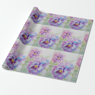 Lila Pansy Blume Blumenbeete Wasserfarben Wrapping Geschenkpapier