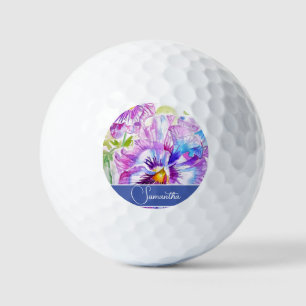 Lila Pansy Blume Blumenfrauen Liebe Golfball