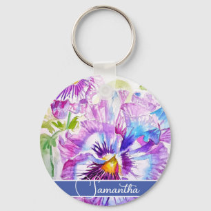 Lila Pansy Blume Blumenfrauen Schlüsselring Schlüsselanhänger