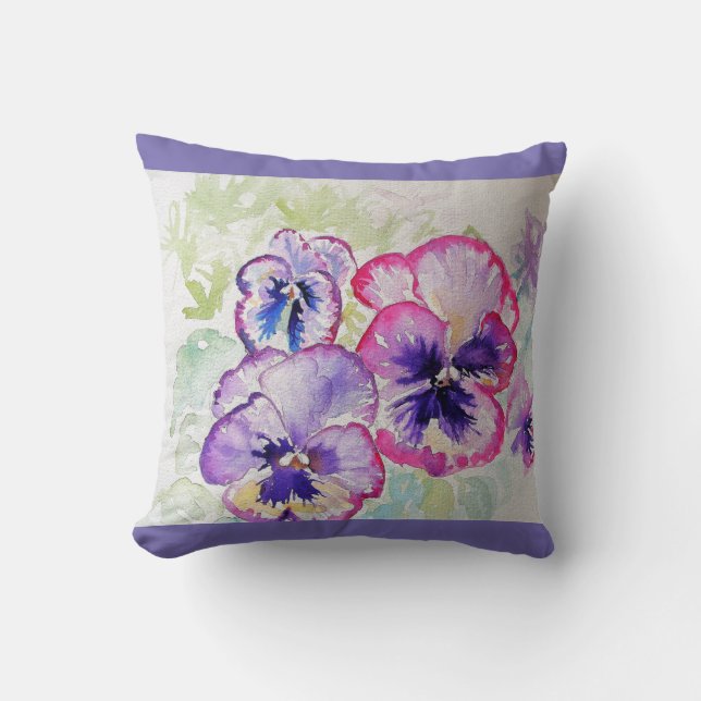 Lila Pansy Blume Blumenkissen Kissen (Vorderseite)
