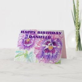 Lila Pansy Blume Blumenkohl Wasserfarbkarte Karte