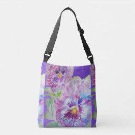 Lila Pansy Blume Blumenkorb Tragetaschen Mit Langen Trägern
