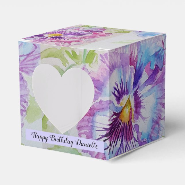 Lila Pansy Blume Blumenstrauß Party Gesichtskasten Geschenkschachtel (Vorderseite)